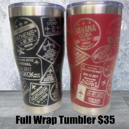 passport stamp tumbler