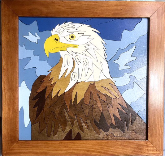 EAGLE wood quilt- Framed