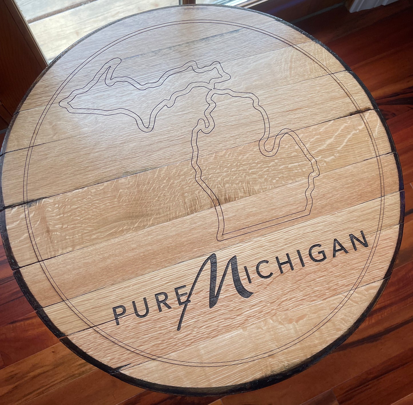 Custom Whiskey Barrel Head table / Wall Hanging / Wedding Guest Book